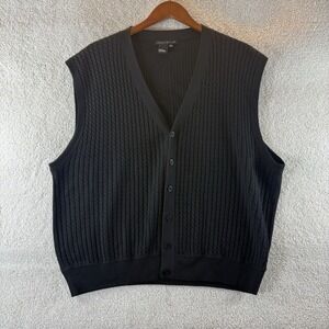 Tulliano Sweater Mens Sleeveless Cable Knit Vest 100% Silk Button Mens Size XL